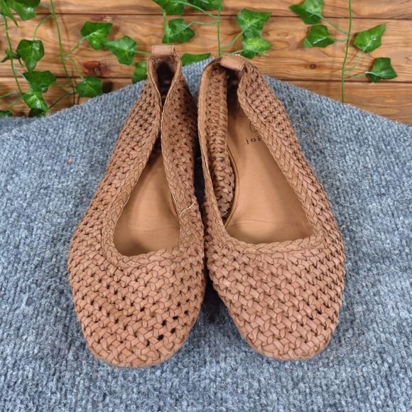 Joie Women 9 Brown Woven Leather Ballet Flats Slip-On Casual Shoes Soft Comfort - Picture 2 of 6